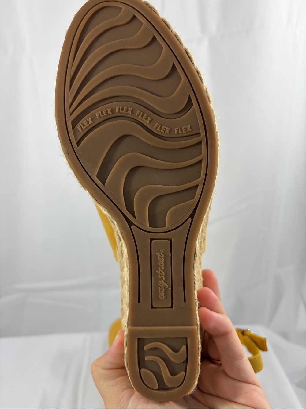NWT Easy Street Women’s Size 6.5W Mustard Yellow Slingback Wedge Espadrilles - Picture 6 of 8
